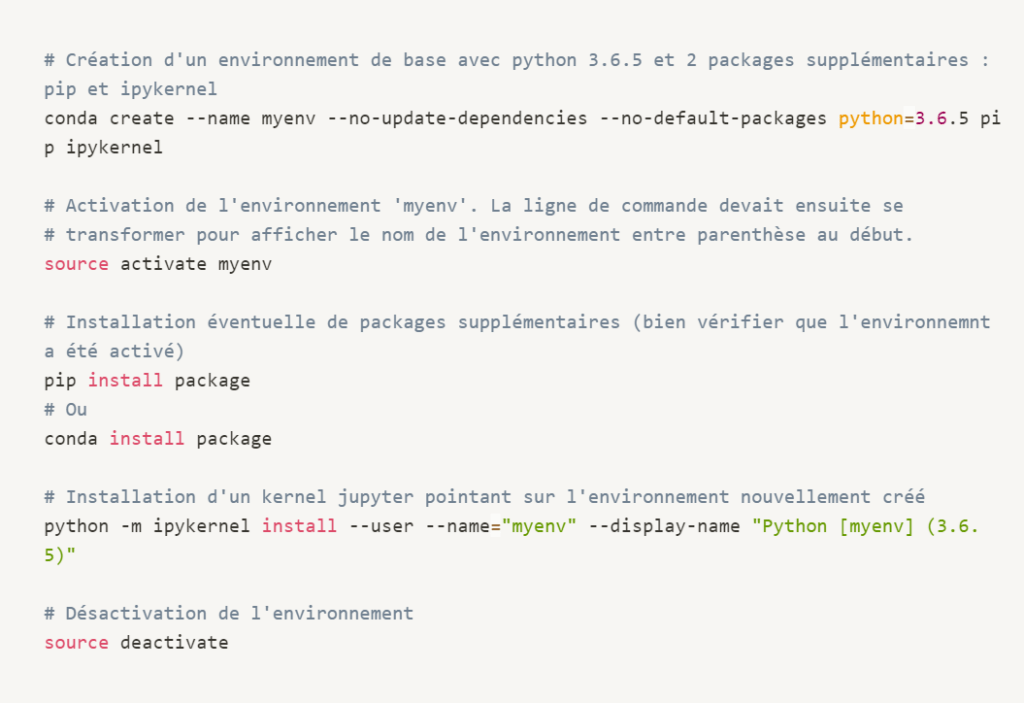 Création environnement Python et conda