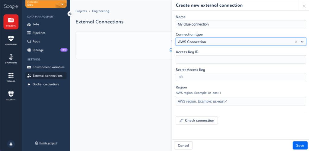 Fig 1. Configuration d’une connexion AWS