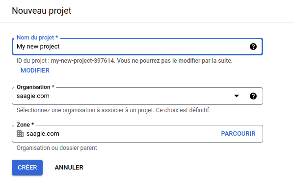 Nouveau projet big query